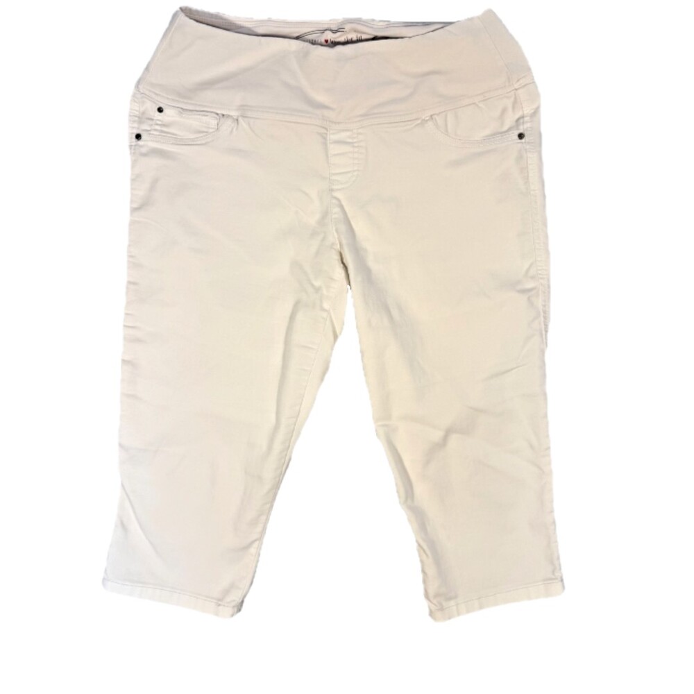Intro White Capri Pants Women's 10P Pullon 2-Back Pockets Faux Front Pocket